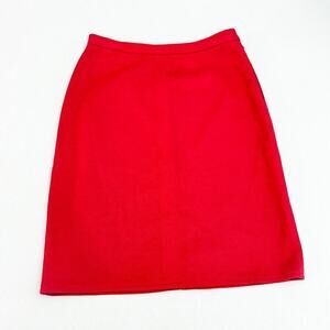 Sonia Rykiel 100% Wool Red Straight Pencil Skirt Back Bow France Size 6-8
